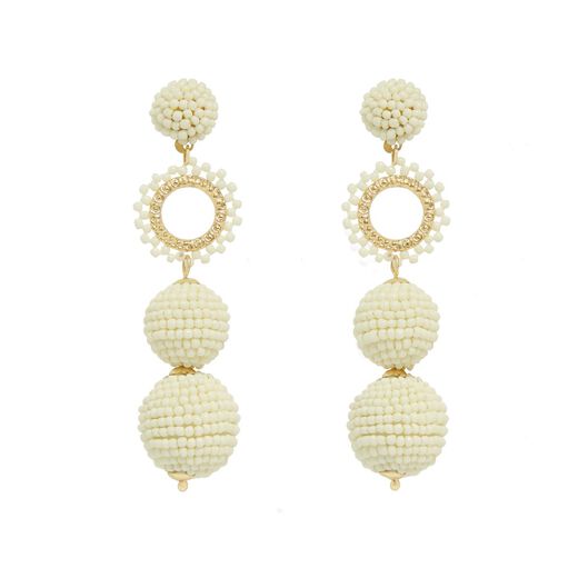 White beaded drop earrings